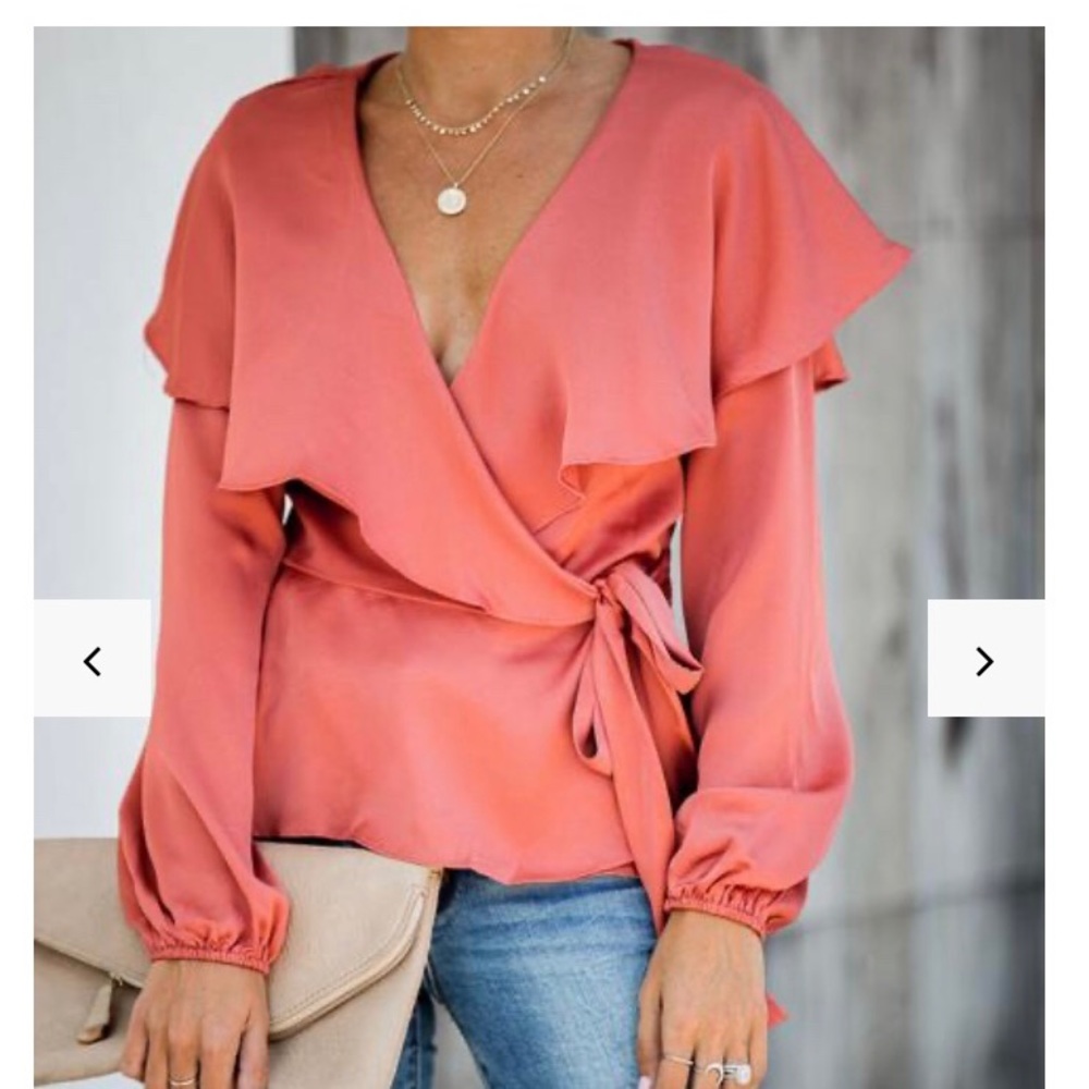 Vici collection wrap blouse.